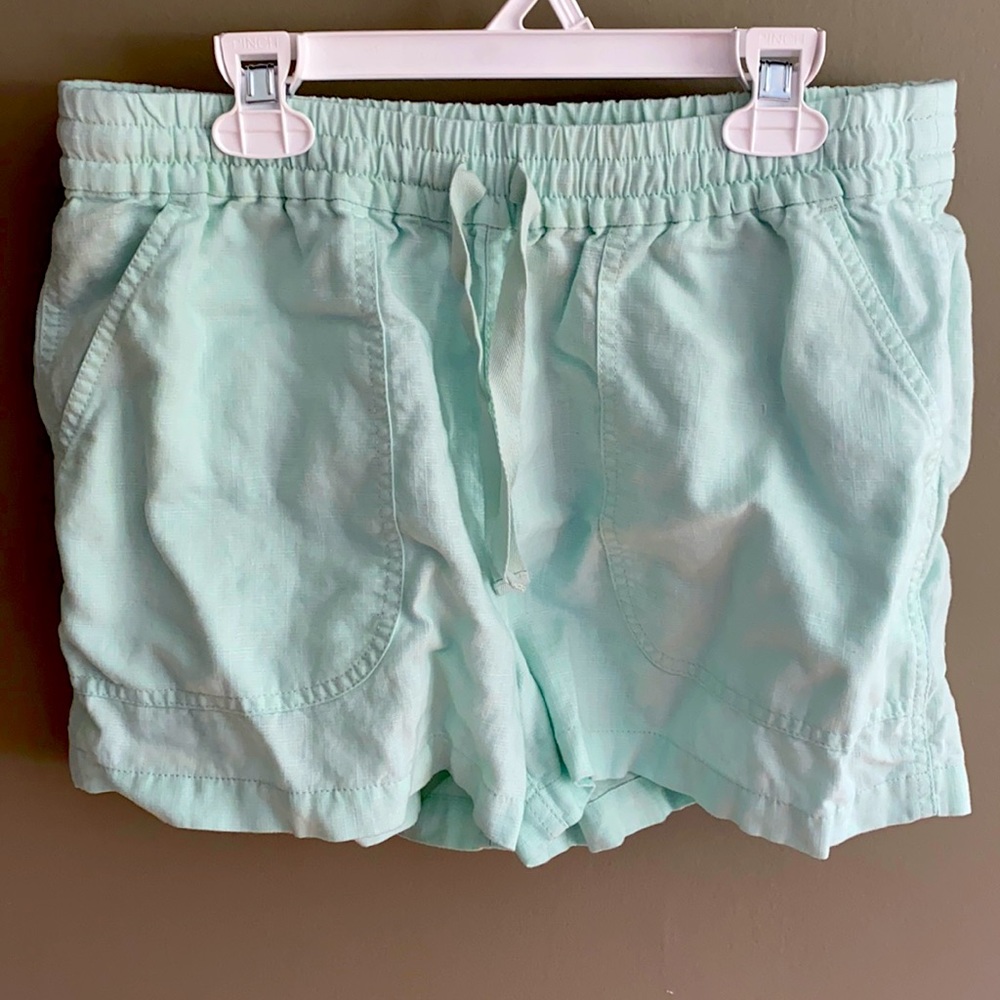 Blue teal linen shorts